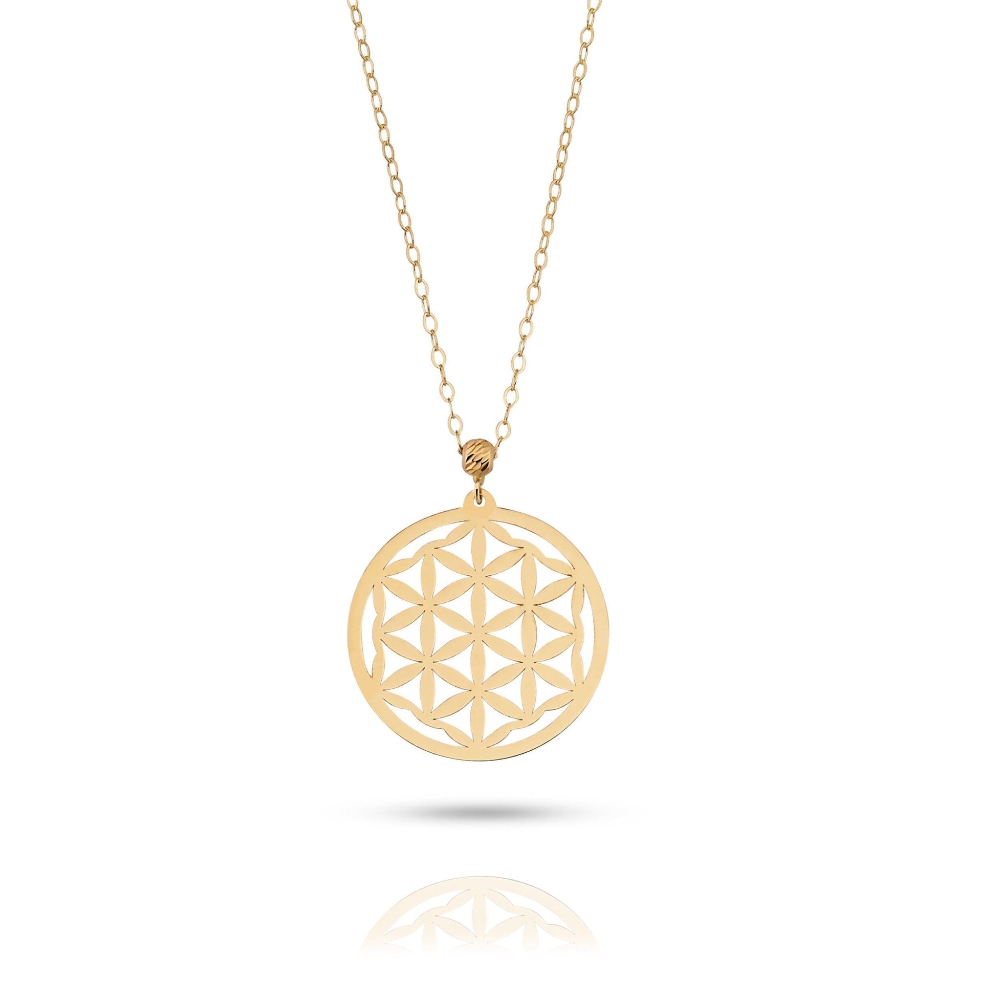 14K Äkta Guld Livets Blomma Halsband – Flower of Life Spirituellt Smycke - Noxlookjewelry