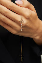 14K Äkta Guld Lotus Armband Dam – Symboliskt Guldarmband med Ädelstensdetaljer - Noxlookjewelry