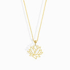 14K Äkta Guld Lotus Halsband Dam – Minimalistiskt Symbol Halsband - Noxlookjewelry