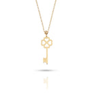 14K Äkta Guld Nyckel Halsband Dam – Fyrklöver Lycko Halsband i 585 Guld - Noxlookjewelry