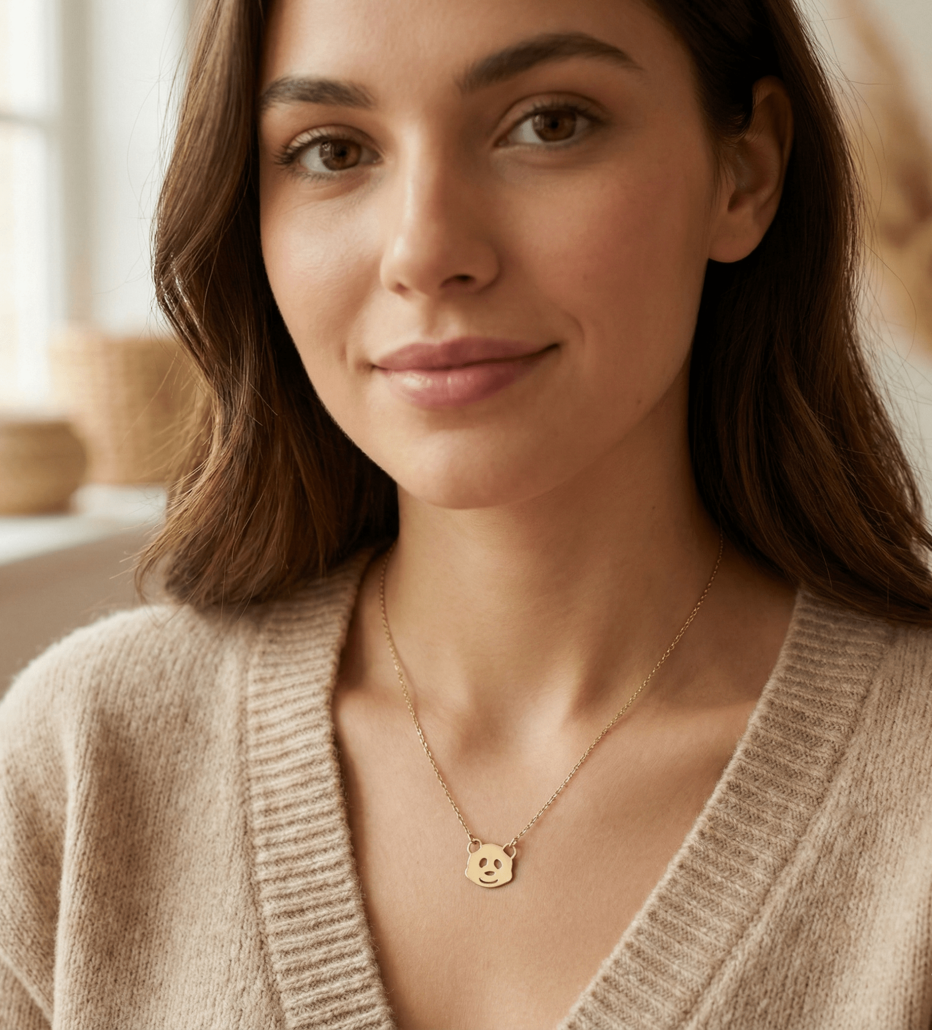 14K Äkta Guld Panda Halsband Dam – Sött Djur Halsband i 585 Guld - Noxlookjewelry