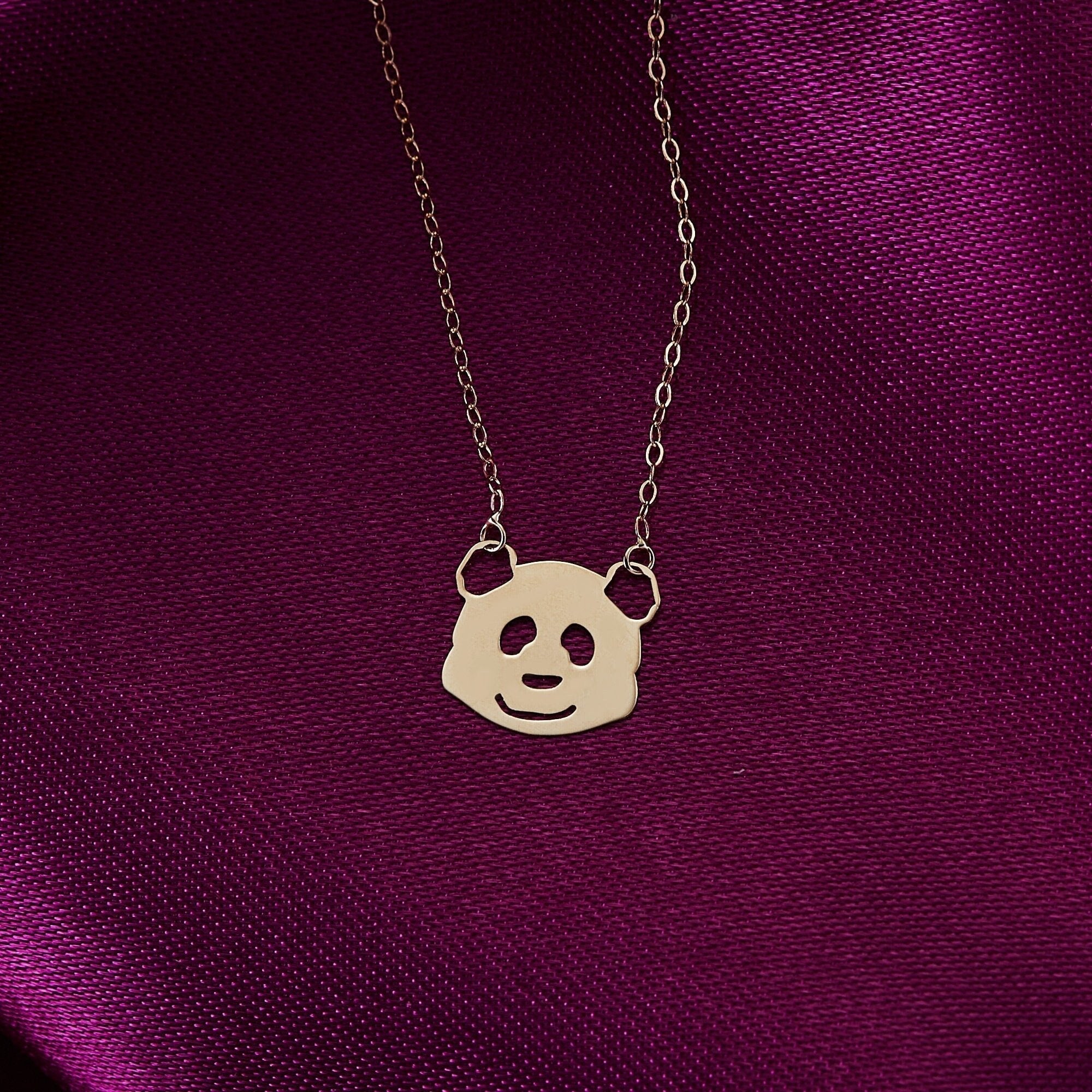14K Äkta Guld Panda Halsband Dam – Sött Djur Halsband i 585 Guld - Noxlookjewelry