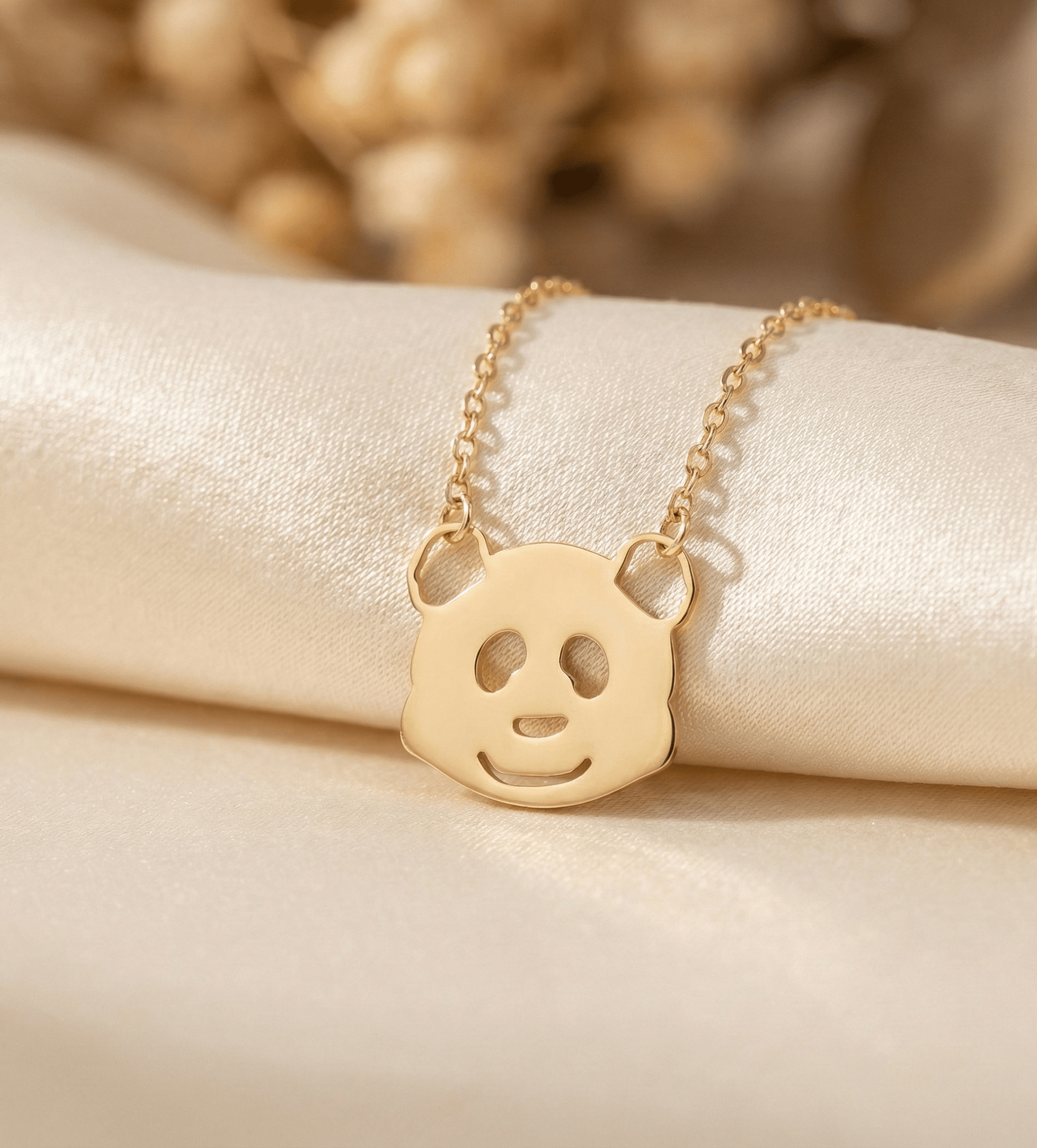 14K Äkta Guld Panda Halsband Dam – Sött Djur Halsband i 585 Guld - Noxlookjewelry