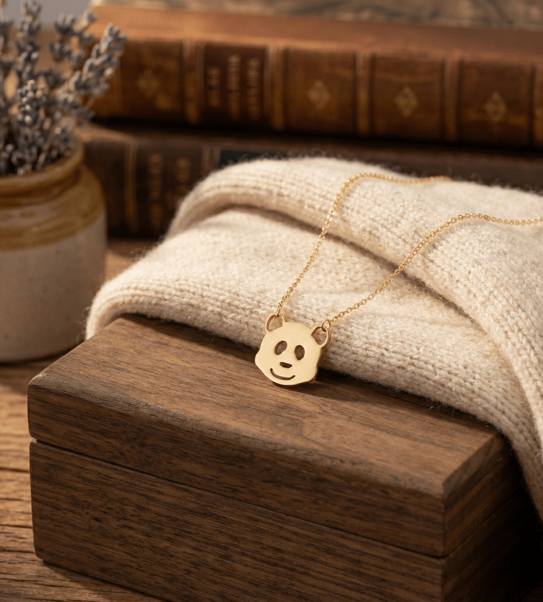 14K Äkta Guld Panda Halsband Dam – Sött Djur Halsband i 585 Guld - Noxlookjewelry