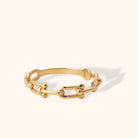 14K Äkta Guld Ring Dam i Kedjelänk Design – Elegant Oval Chain Guldring - Noxlookjewelry