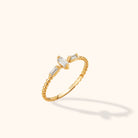 14K Äkta Guld Ring Dam med Baguette Stenar – Elegant Tunn Stacking Ring i Kuldesign - Noxlookjewelry