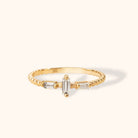 14K Äkta Guld Ring Dam med Baguette Stenar – Elegant Tunn Stacking Ring i Kuldesign - Noxlookjewelry