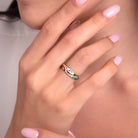 14K Äkta Guld Ring Dam med Färgade Ögon – Modern Evil Eye Guldring - Noxlookjewelry