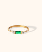 14K Äkta Guld Ring Dam med Grön Sten – Elegant Smaragd Stil Ring - Noxlookjewelry