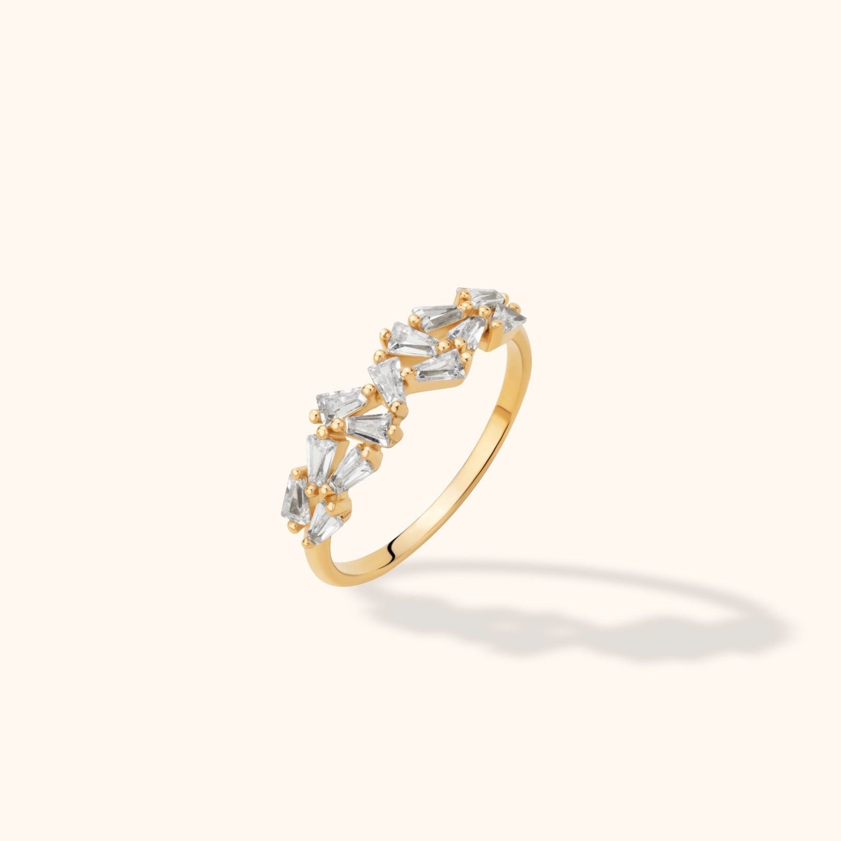 14K Äkta Guld Ring Dam med Marquise Stenar – Elegant Statement Guldring för Dam - Noxlookjewelry