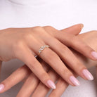 14K Äkta Guld Ring Dam med Marquise Stenar – Elegant Statement Guldring för Dam - Noxlookjewelry