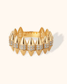 14K Äkta Guld Ring Dam med Taggar – Statement Guldring med Stenar - Noxlookjewelry