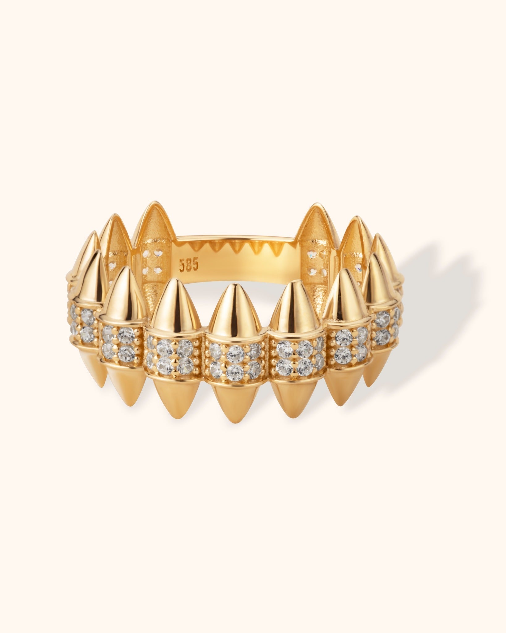 14K Äkta Guld Ring Dam med Taggar – Statement Guldring med Stenar - Noxlookjewelry