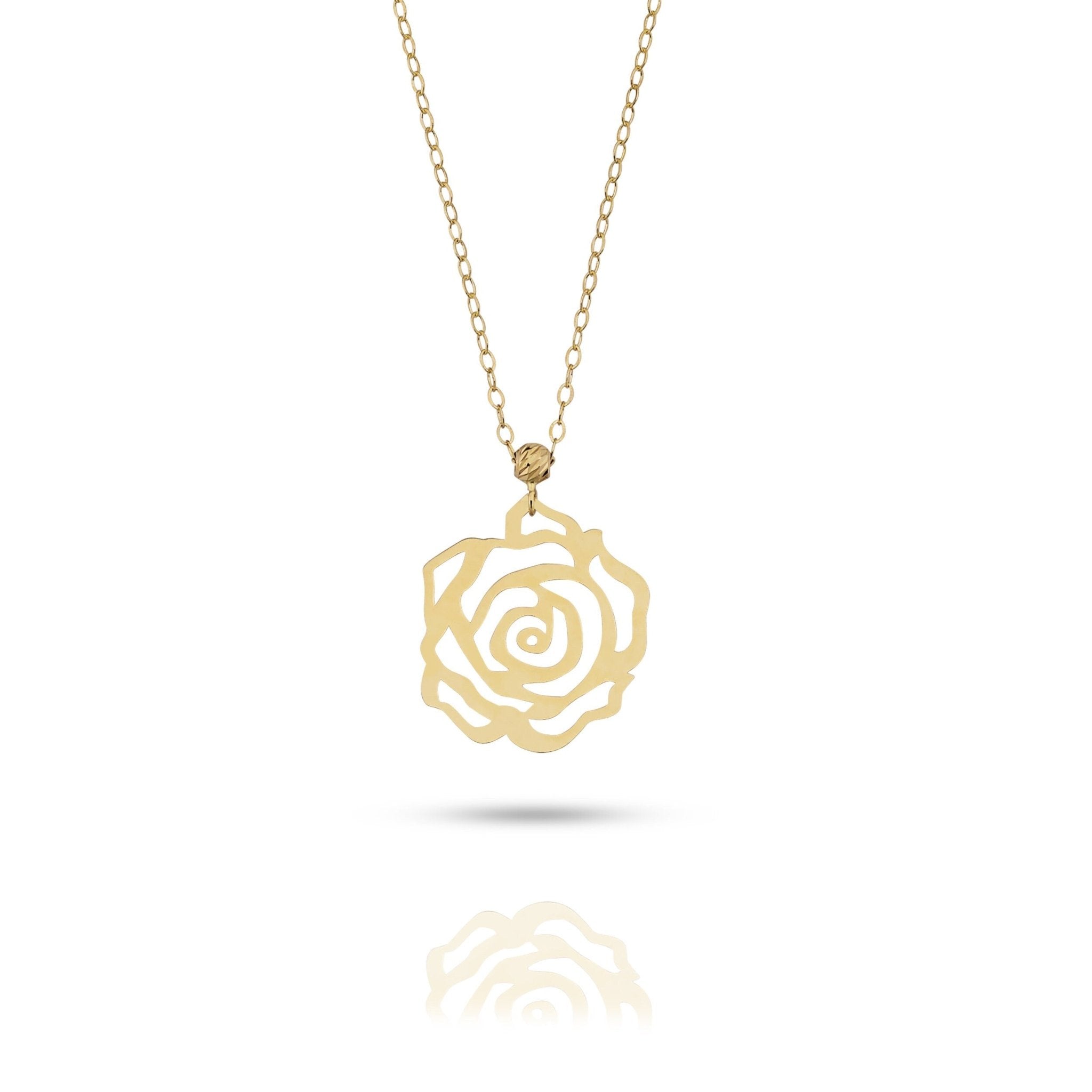 14K Äkta Guld Ros Halsband Dam – Minimalistiskt Flower Smycke - Noxlookjewelry