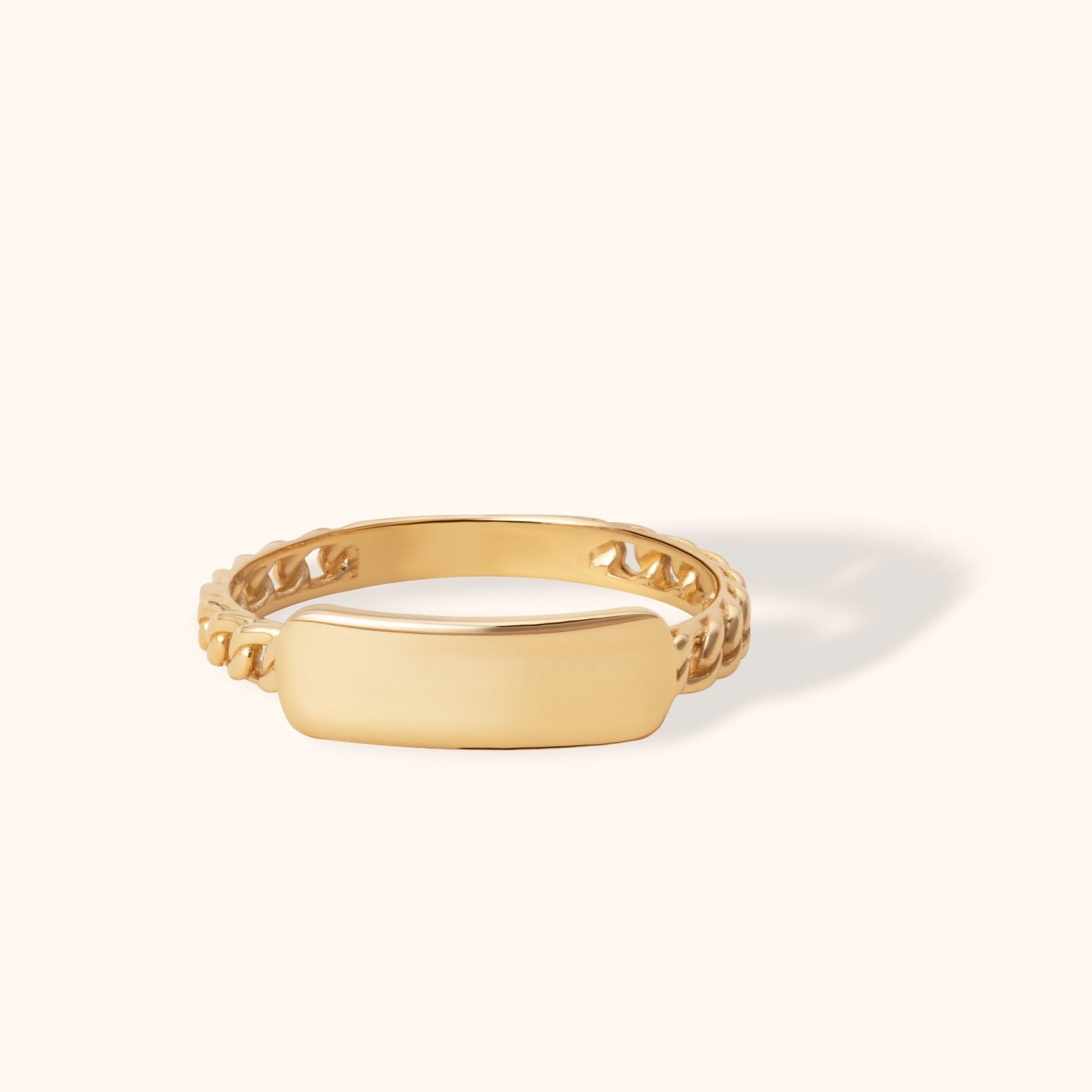 14K Äkta Guld Signetring Dam – Elegant Minimalistisk Guldring - Noxlookjewelry