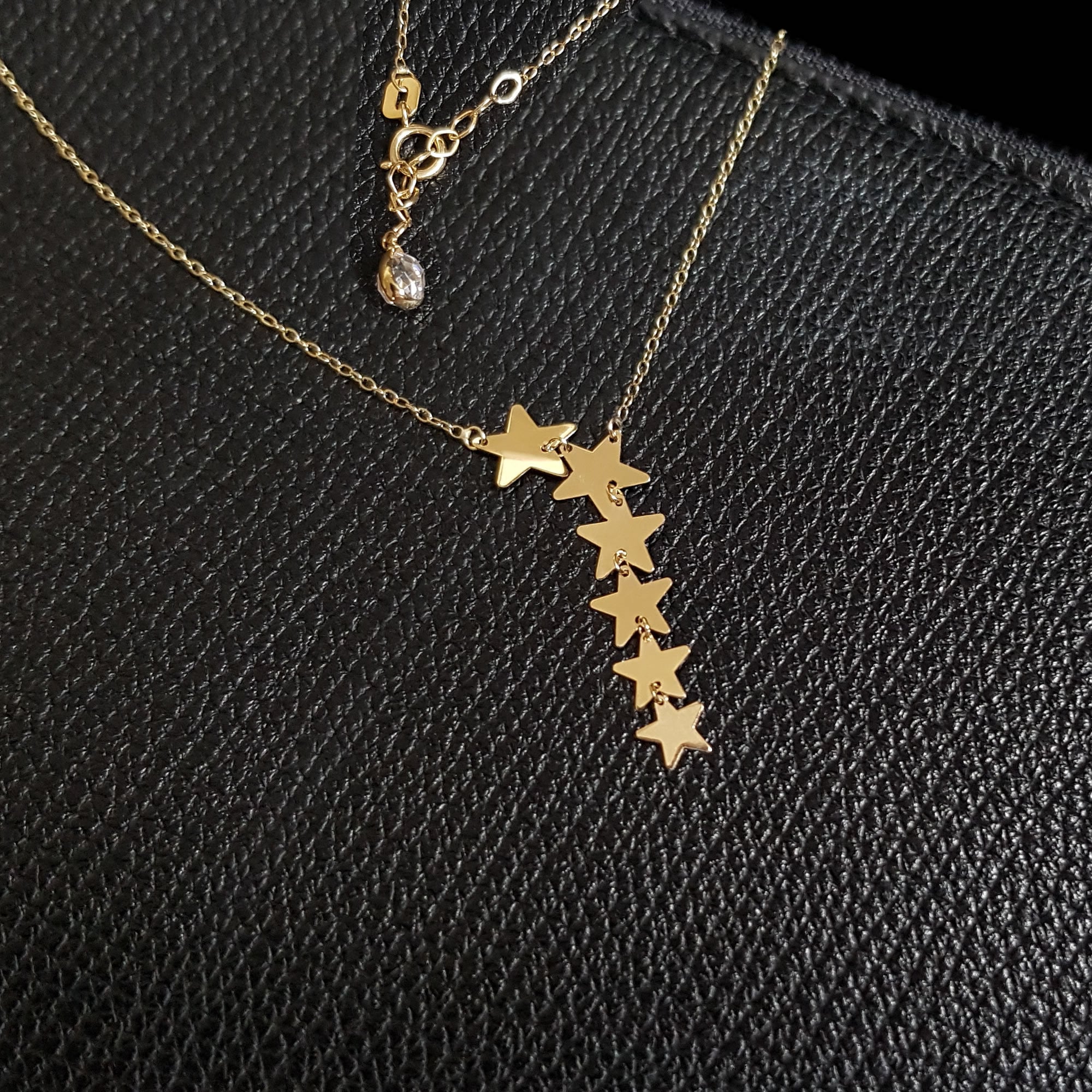 14K Äkta Guld Stjärna Halsband Dam – Tunt Guldhalsband med Flera Stjärnor - Noxlookjewelry