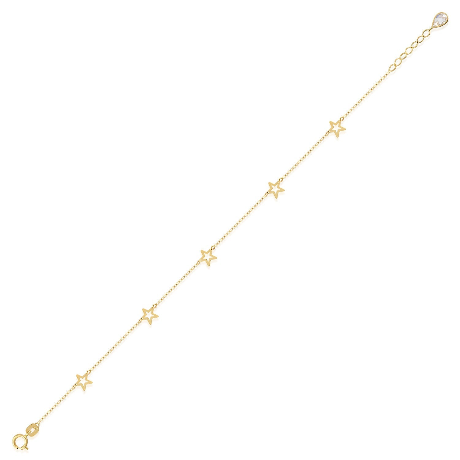 14K Äkta Guld Stjärnarmband Dam – Minimalistiskt Guldarmband med Öppna Stjärnor - Noxlookjewelry