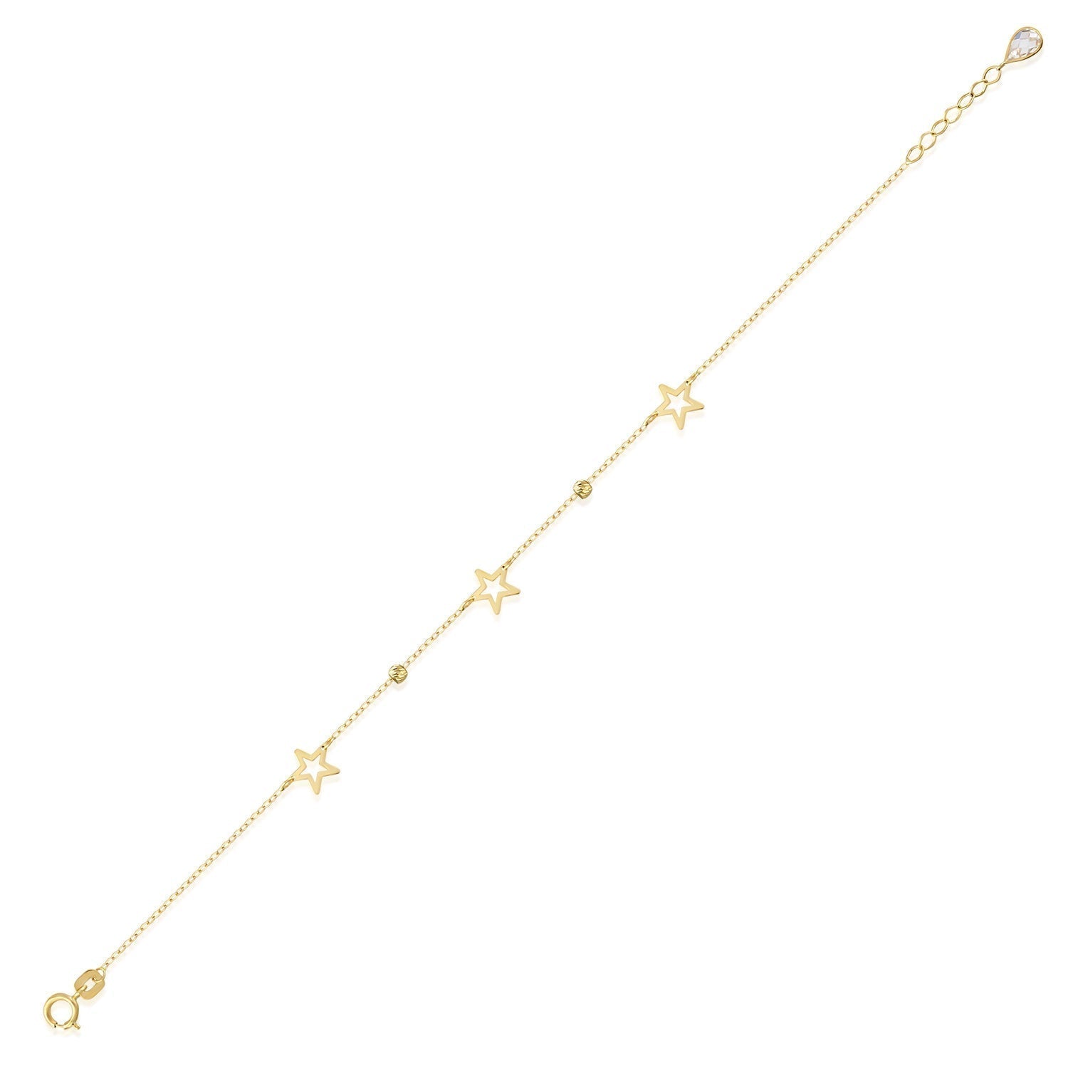 14K Äkta Guld Stjärnarmband Dam – Tunt Guldarmband med Stjärnor - Noxlookjewelry