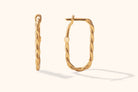 14K Fyrkantiga Twisted Hoop Örhängen I Äkta Guld - Noxlookjewelry