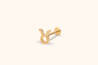 14K Gold Taurus Zodiac Cartilage Stud – Flat Back Labret Earring - Noxlookjewelry