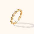 14K Guld Alliansring för Dam – Elegant Ring med Stenar i Marquise Design - Noxlookjewelry