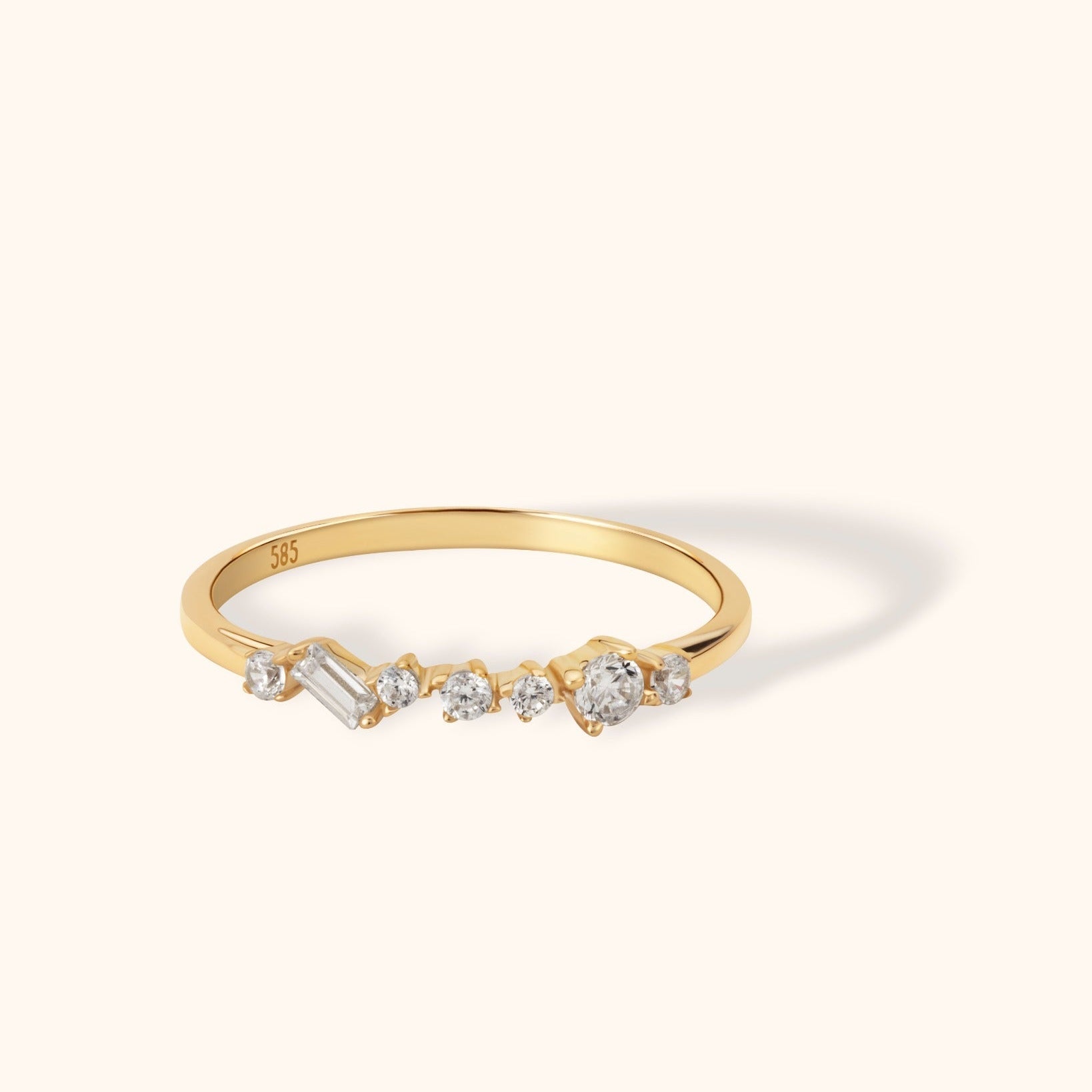 14K Guld Baguette Ring Dam – Elegant Stacking Guldring - Noxlookjewelry