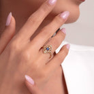 14K Guld Blå Sten Ring Dam – Vintage Filigran Guldring - Noxlookjewelry