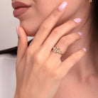 14K Guld Designring för Dam – Dekorativ Ring med Röda och Vita Stenar - Noxlookjewelry