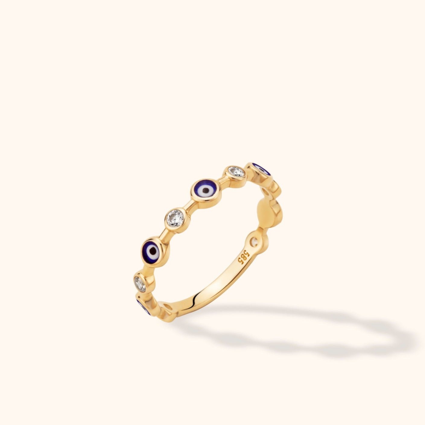 14K Guld Evil Eye Ring Dam – Skyddande Guldring - Noxlookjewelry