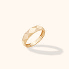 14K Guld Facetterad Ring Dam – Modern Guldring - Noxlookjewelry