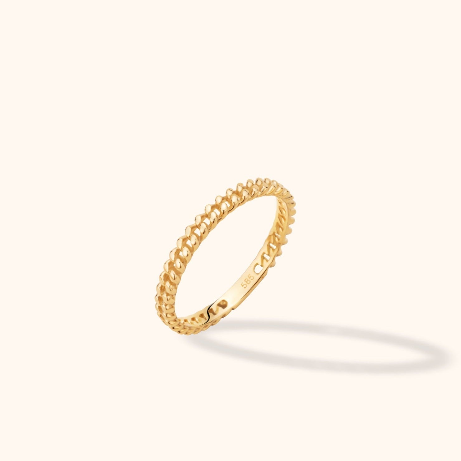 14K Guld Flätad Stackable Ring Dam – Elegant Tunn Stapelbar Guldring - Noxlookjewelry