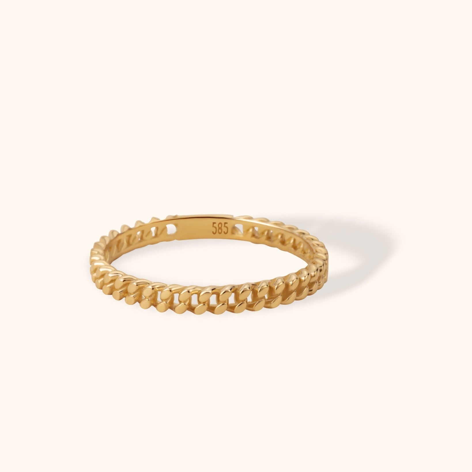 14K Guld Flätad Stackable Ring Dam – Elegant Tunn Stapelbar Guldring - Noxlookjewelry