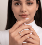 14K Guld Halo Ring med Baguette Stenar – Elegant Tunn Rope Band Ring - Noxlookjewelry