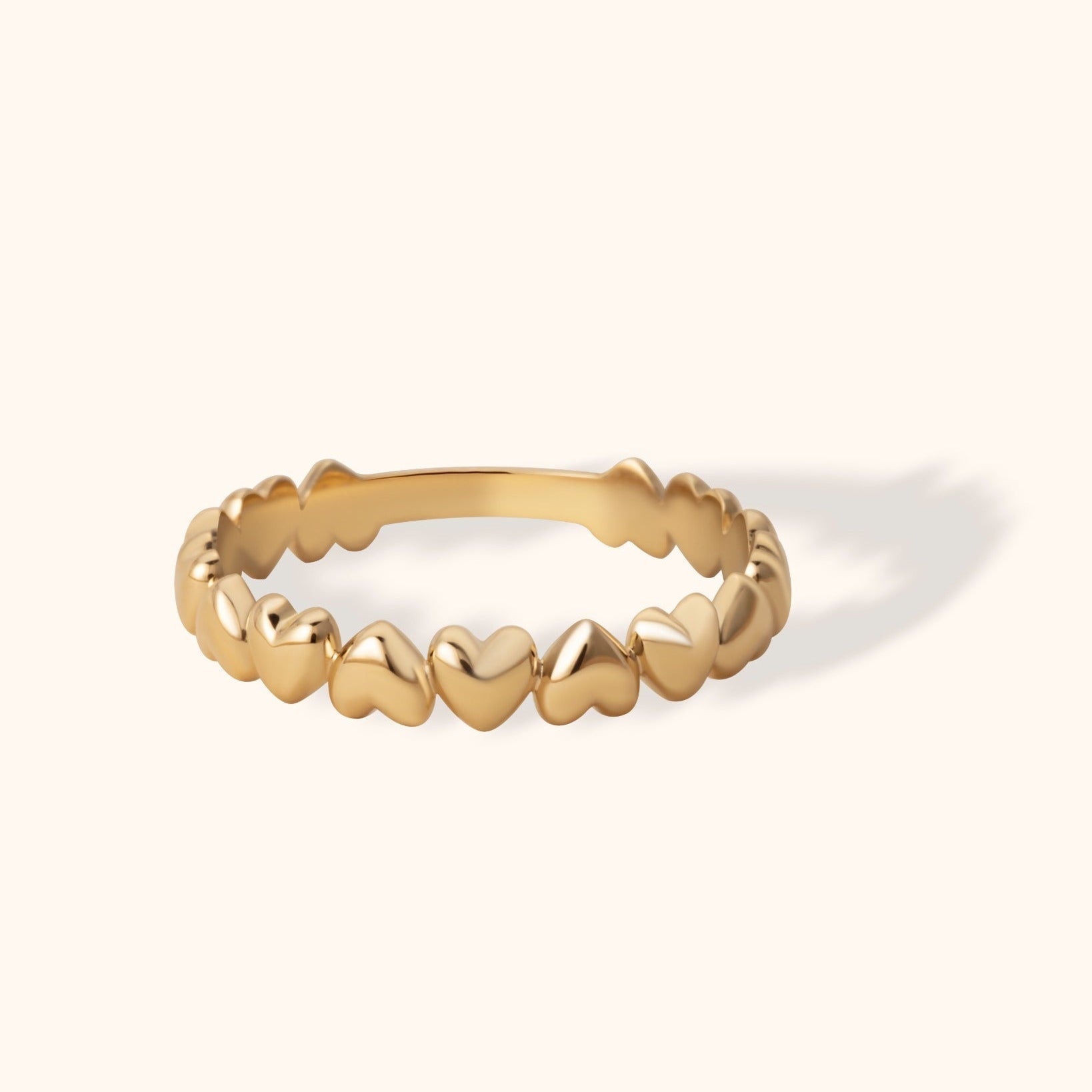14K Guld Hjärtring Dam – Minimalistisk Stapelbar Guldring - Noxlookjewelry
