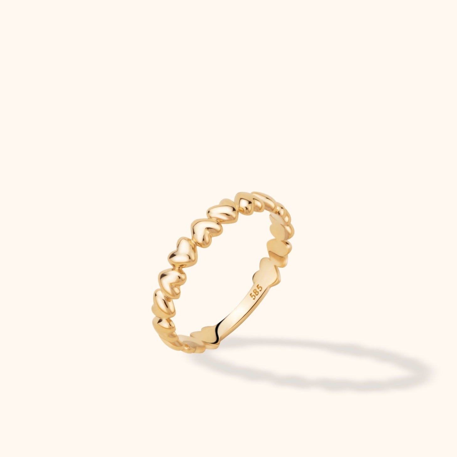 14K Guld Hjärtring Dam – Minimalistisk Stapelbar Guldring - Noxlookjewelry