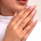 14K Guld Kedja Ring Dam – Länkdesign Guldring med Stenar - Noxlookjewelry