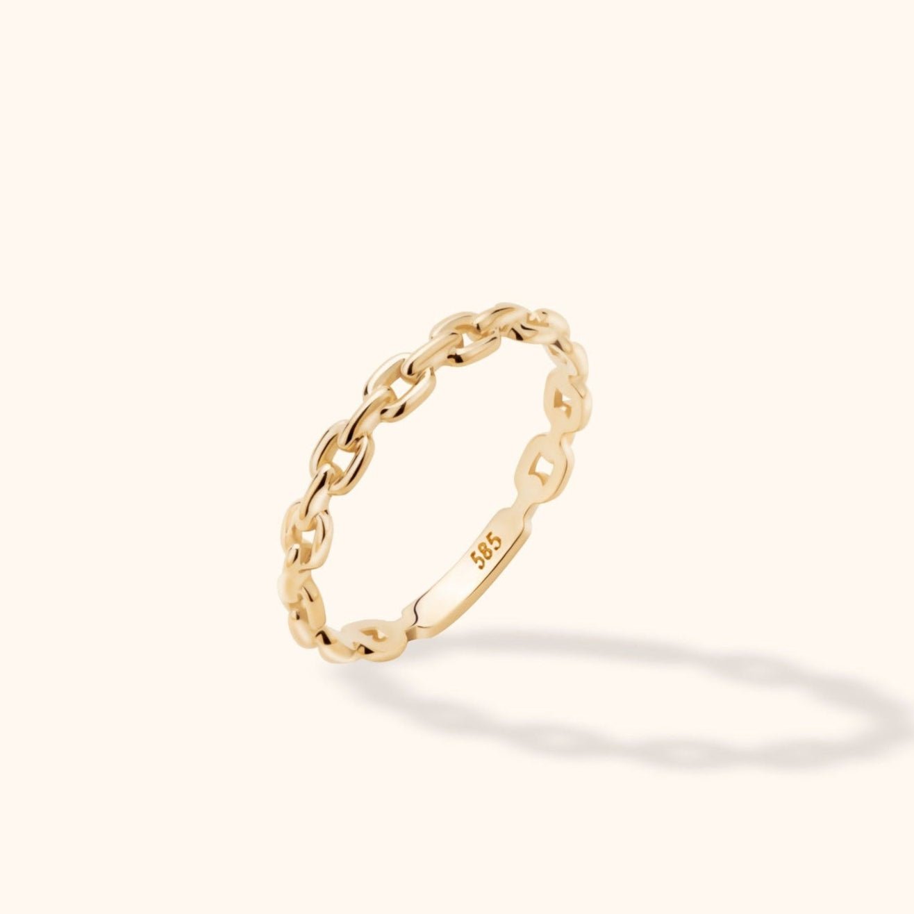 14K Guld Kedjering för Dam – Elegant Tunn Ring i Kedjedesign - Noxlookjewelry
