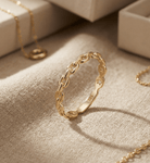 14K Guld Kedjering för Dam – Elegant Tunn Ring i Kedjedesign - Noxlookjewelry