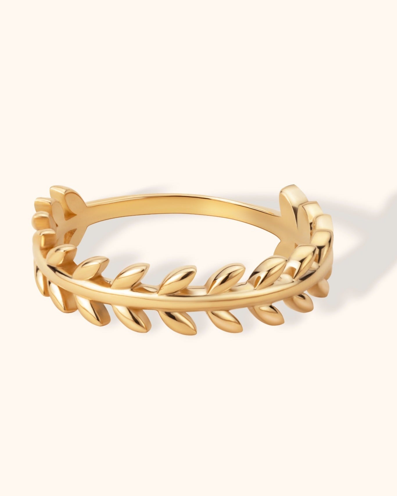 14K Guld Olive Leaf Ring Dam – Elegant Naturinspirerad Stapelbar Guldring - Noxlookjewelry