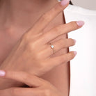 14K Guld Opal Ring Dam – Fyrkantig Opal med Pärlad Guldring - Noxlookjewelry