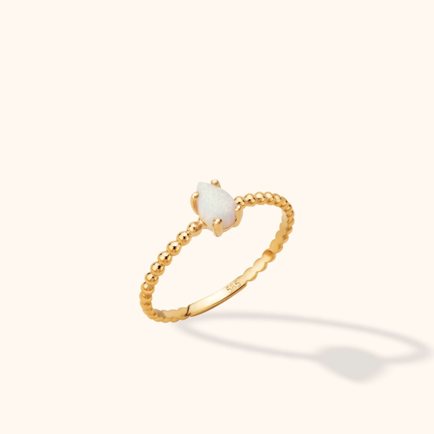 14K Guld Opalring Dam – Elegant Droppformad Guldring - Noxlookjewelry