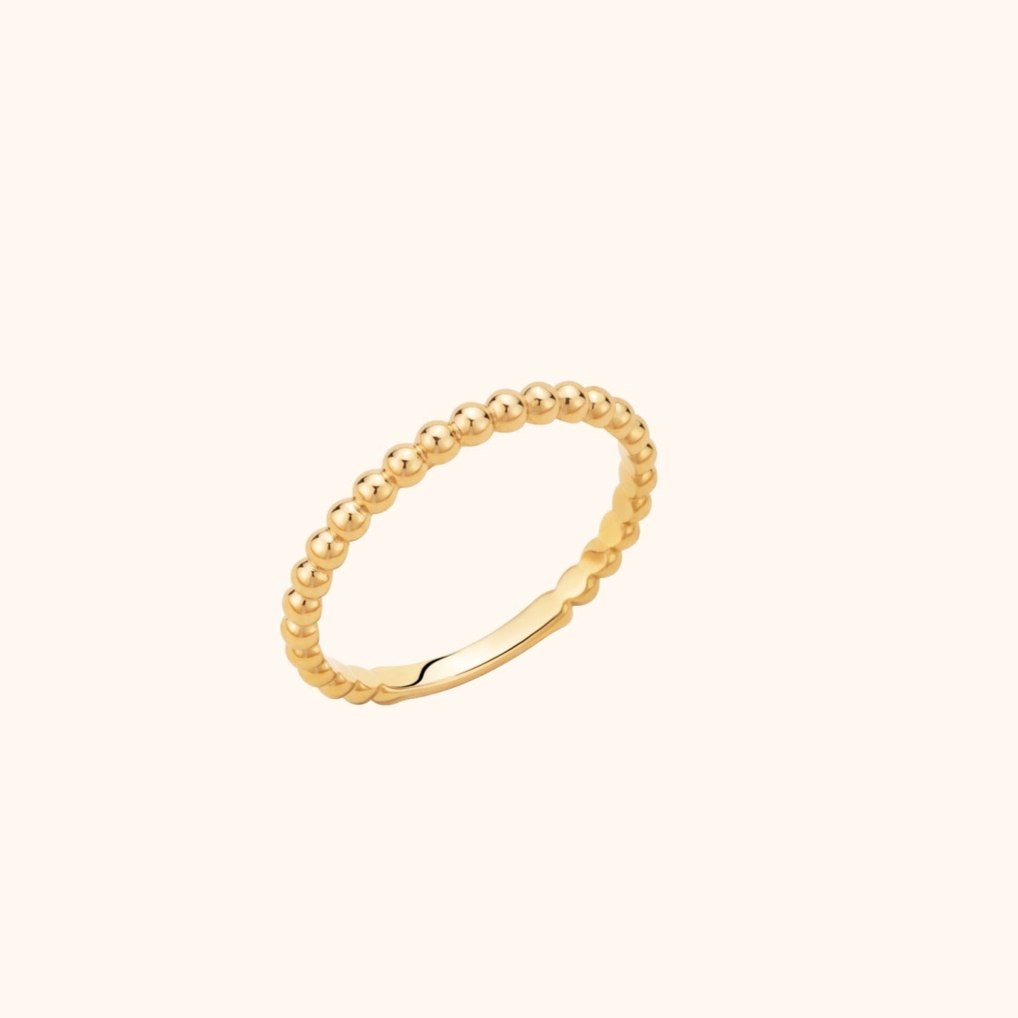 14K Guld Pärlad Ring Dam – Elegant Minimalistisk Stapelbar Guldring - Noxlookjewelry