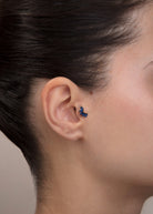 14K Guld Piercing Med Blå Marquise Clusterdesign I Elegant Bladstil - Noxlookjewelry