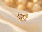 14K Guld Piercing Med Bladkvist Och Gnistrande Botanisk Klusterdesign - Noxlookjewelry