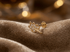 14K Guld Piercing Med Bladkvist Och Gnistrande Botanisk Klusterdesign - Noxlookjewelry