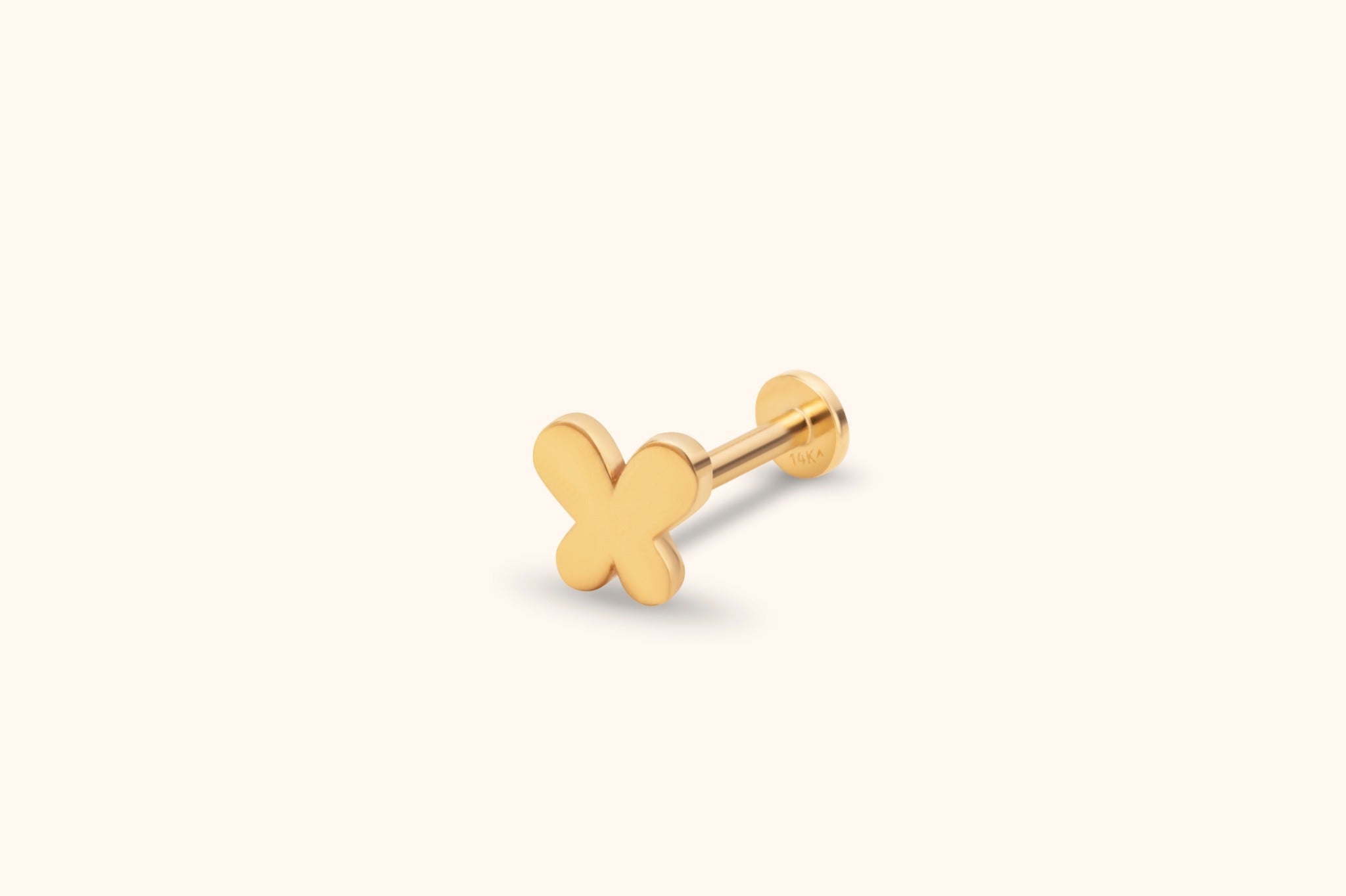14K Guld Piercing Med Blommotiv Och Elegant Minimalistisk Design - Noxlookjewelry