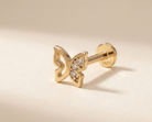 14K Guld Piercing Med Fjärilsmotiv Och Elegant Asymmetrisk Design - Noxlookjewelry
