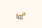 14K Guld Piercing Med Fyrdelat Baguettekluster I Elegant Bågformad Design - Noxlookjewelry