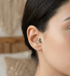14K Guld Piercing Med Grön Marquise Clusterdesign I Elegant Bladstil - Noxlookjewelry