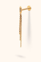 14K Guld Piercing Med Hängande Kedjor Och Elegant Stavdesign - Noxlookjewelry